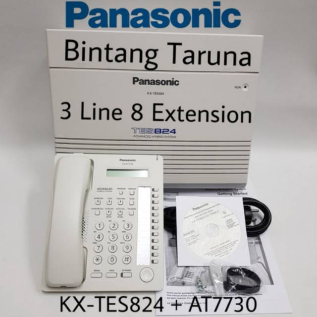 Pabx Panasonic KX-TES824 + Telepon KX-AT7730 (3 Line 8 Ext)