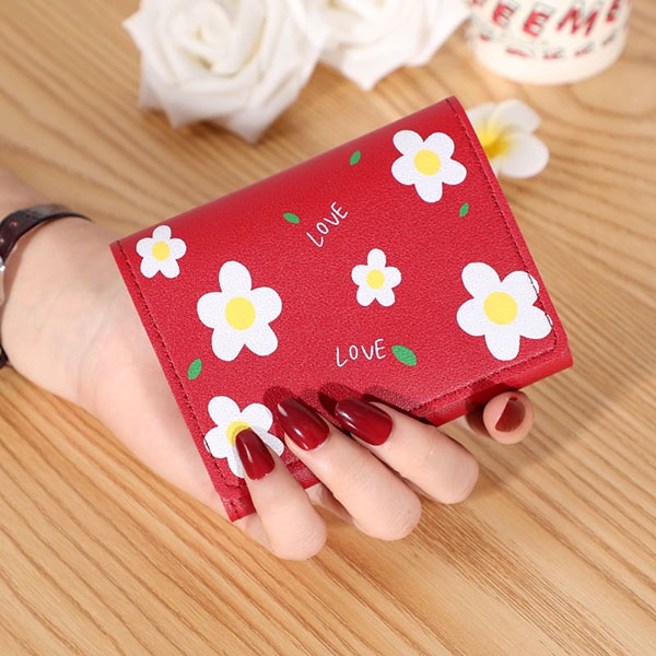 Dompet Lipat Wanita Motif Bunga Love Simple Cantik / Dompet Wanita Korean Import Lucu / TV-101