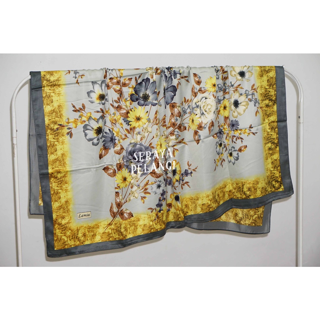 Selendang Segi Empat Satin Lamiz 05 | Motif Bunga/Kembang | Scarf | Syal | Shawl | Pashmina | Pasmina | Hijab | Jilbab | Souvenir | Hadiah | Gift | Aksesoris Fashion | Import Quality | Grosir Murah