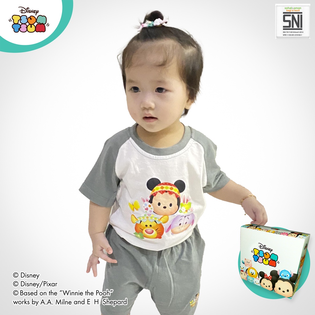 Pakaian Bayi Kaos Raglan SET DISNEY Tsum Tsum Katun Bambu DTT99