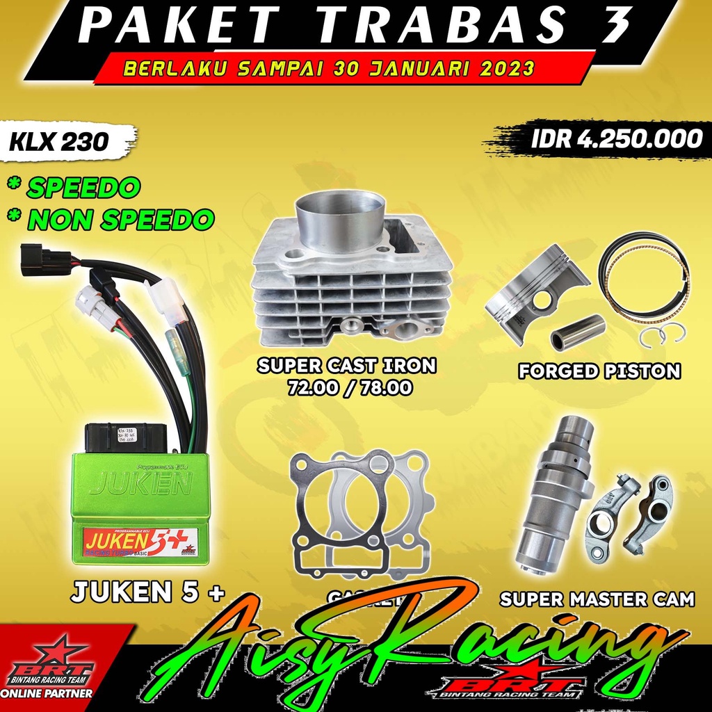 PAKET BORE UP BRT KLX 230 BLOK + ECU + CAM NOKEN AS BRT KLX230 230 R