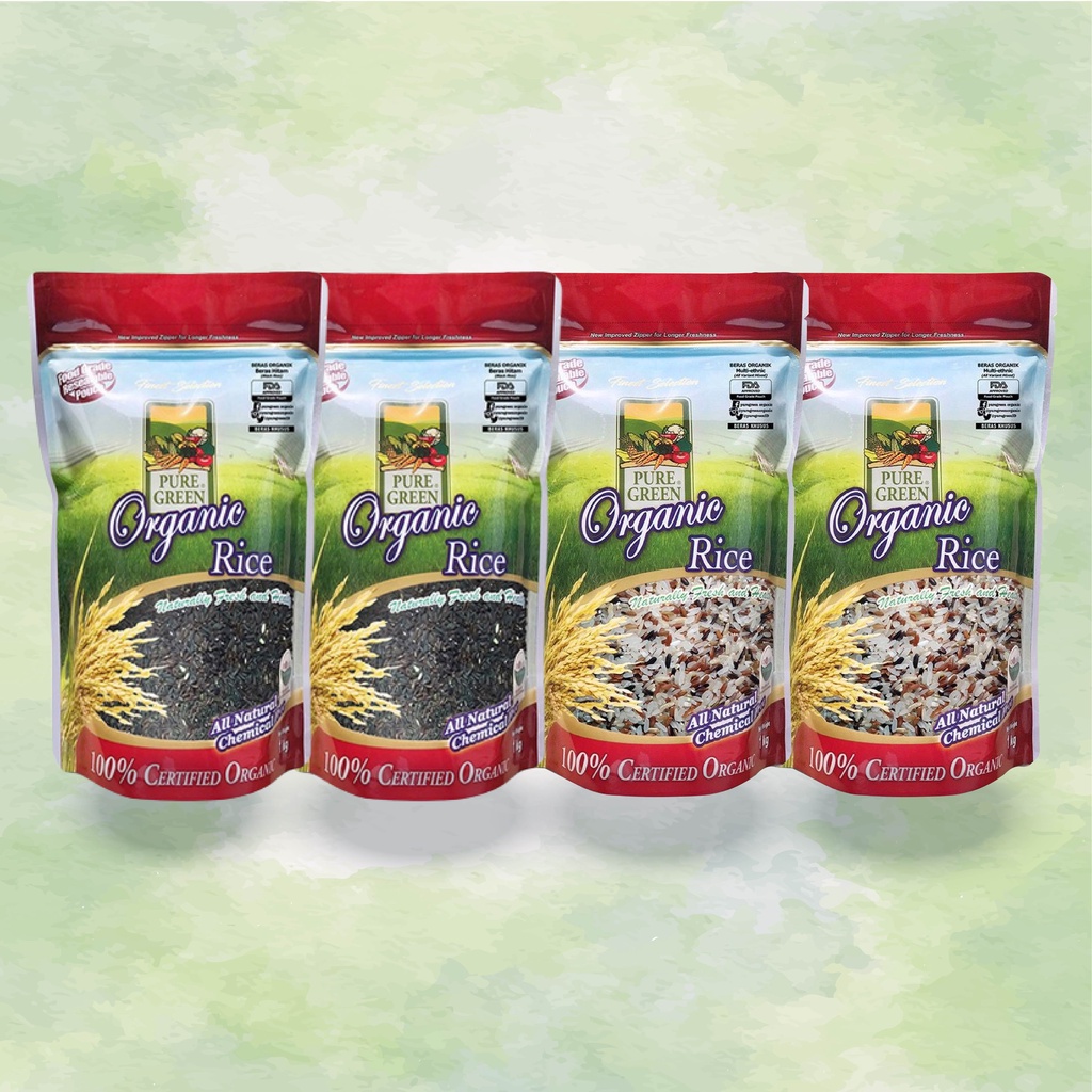 

Puregreen Organic Rice Black 1 Kg & Puregreen Organic Rice Multi Ethnic 1 Kg | Bundling 4