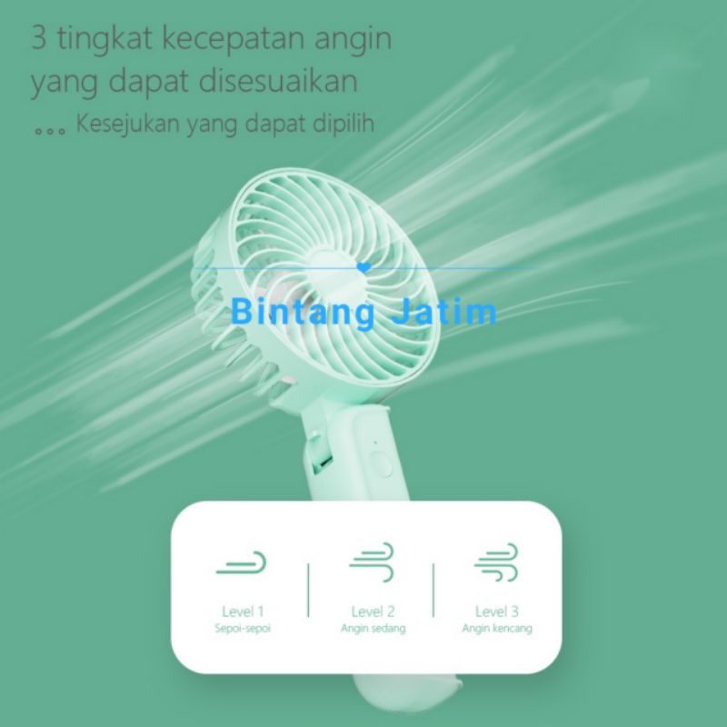 Kipas Angin Mini Portable Rechargeable Fan 3-Speed Adjustment Kipas Angin Genggam S9