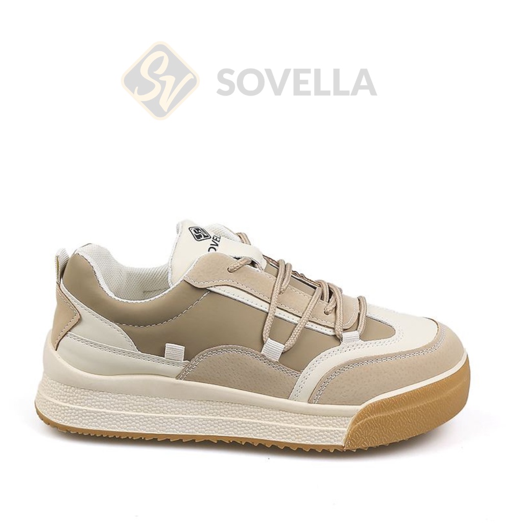 SOVELLA Cercei Sepatu Sneakers Sport Brown Hitam Wanita Import-BROWN