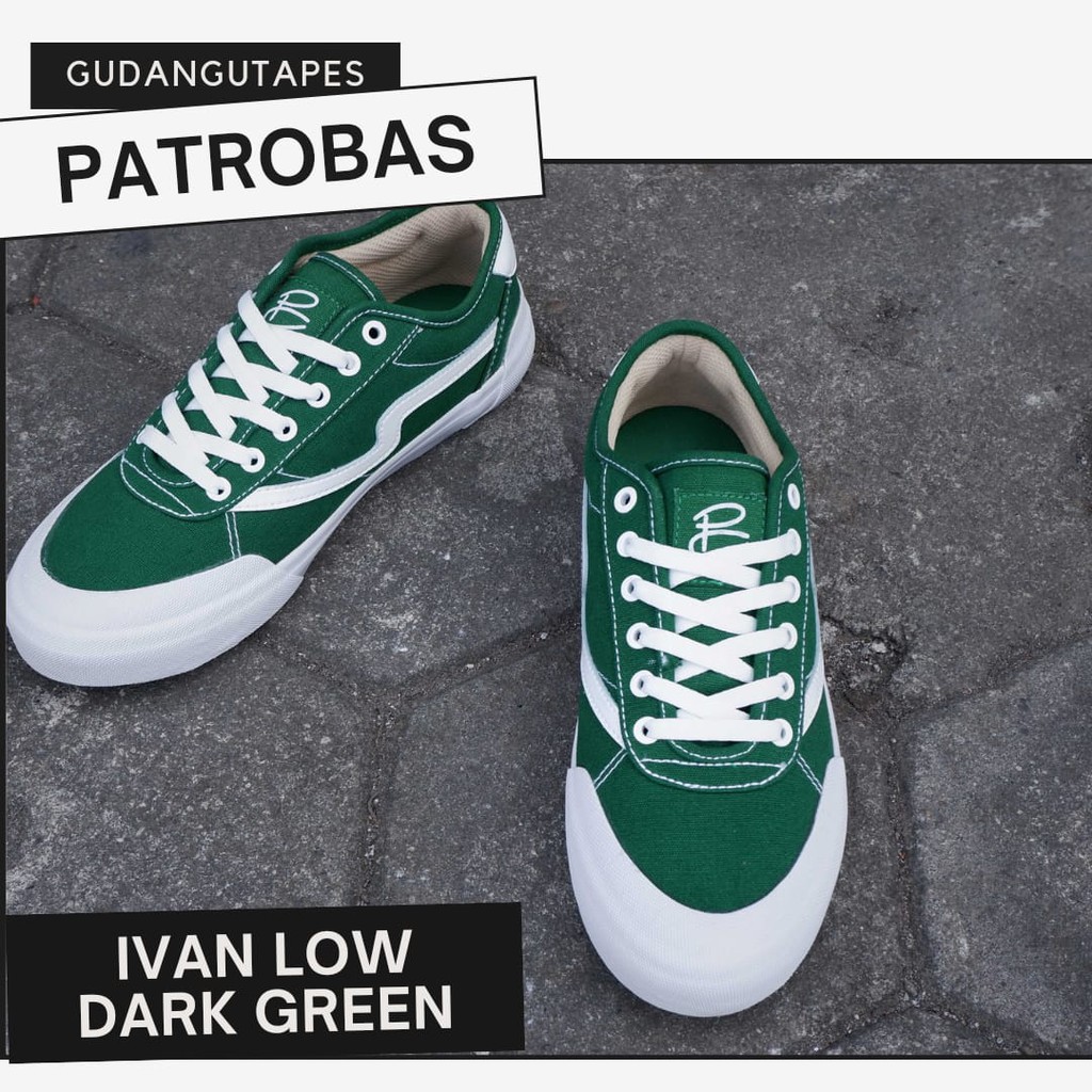SEPATU PATROBAS IVAN ORI 100% (SNEAKERS WANITA PRIA) LOW DARK GREEN