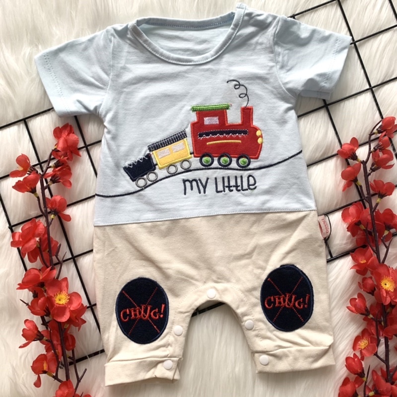 Baju romper pendek bayi lakilaki cowok babyboy lucu bordir murah keren pergi santai bestseller -tra