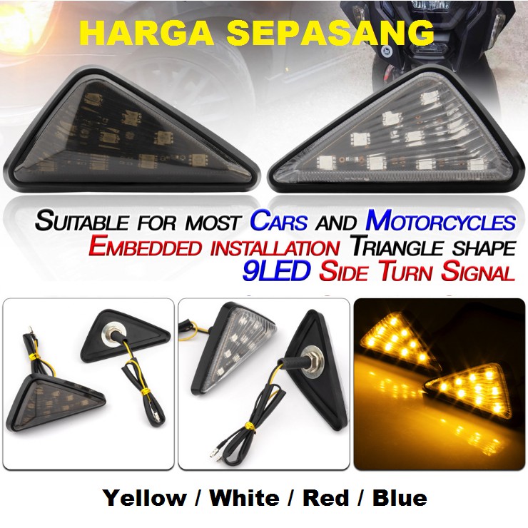 Lampu Sen LED Motor DRL Sein Tempel Segitiga Besar Model Ninja Matik Bebek Moge Universal KC029