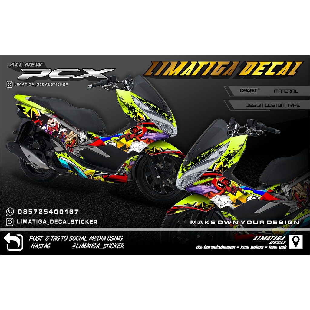 Jual Decal Stiker Honda PCX Full Body Sticker Dekal PCX Variasi Lis