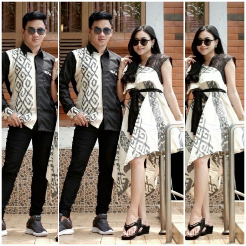 Set Couple Tenun Etnik Dress Tenun Etnik Blouse Tenun etnik Baju Tenun