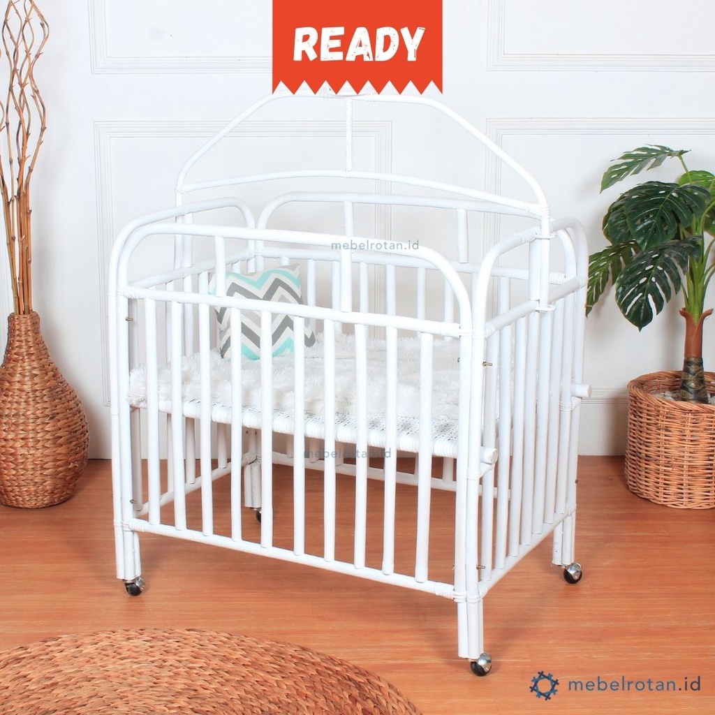 BOX BAYI ROTAN MONA WHITE | RANJANG BAYI | RATTAN BABY BOX
