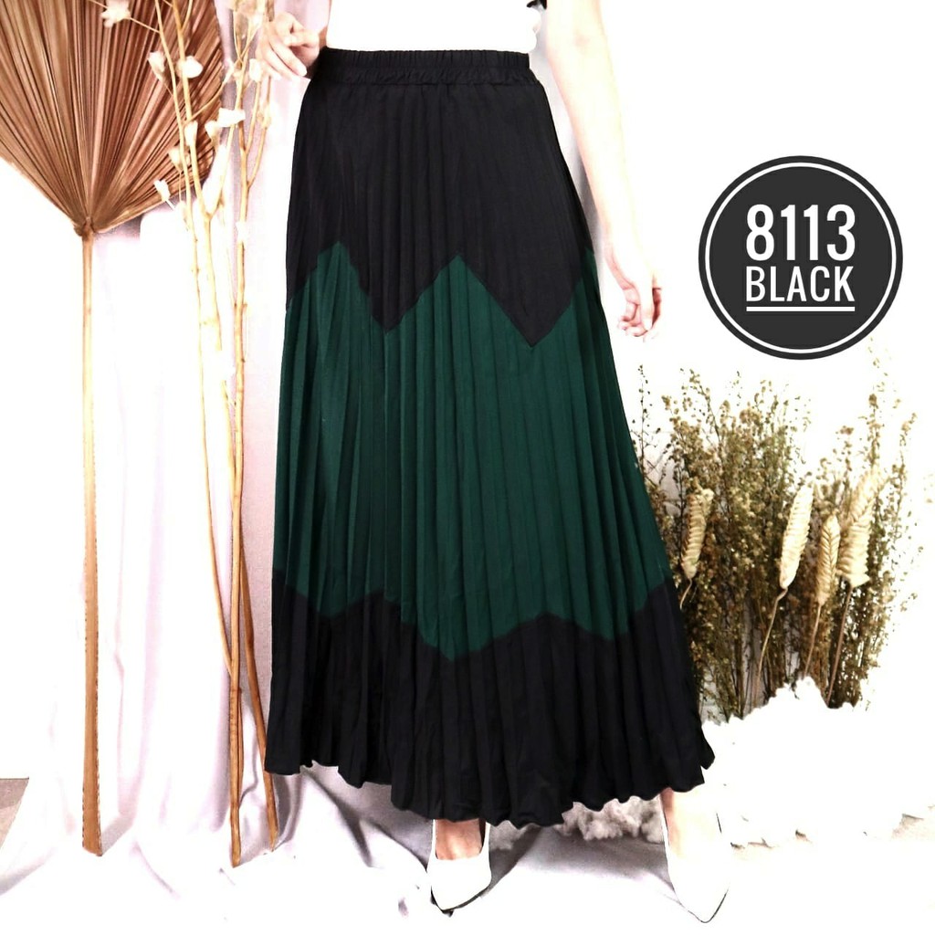 ROK PLISKET PAYUNG KOMBINASI 8113 PLEATS SKIRT WANITA KOMBINASI WARNA TERMURAH