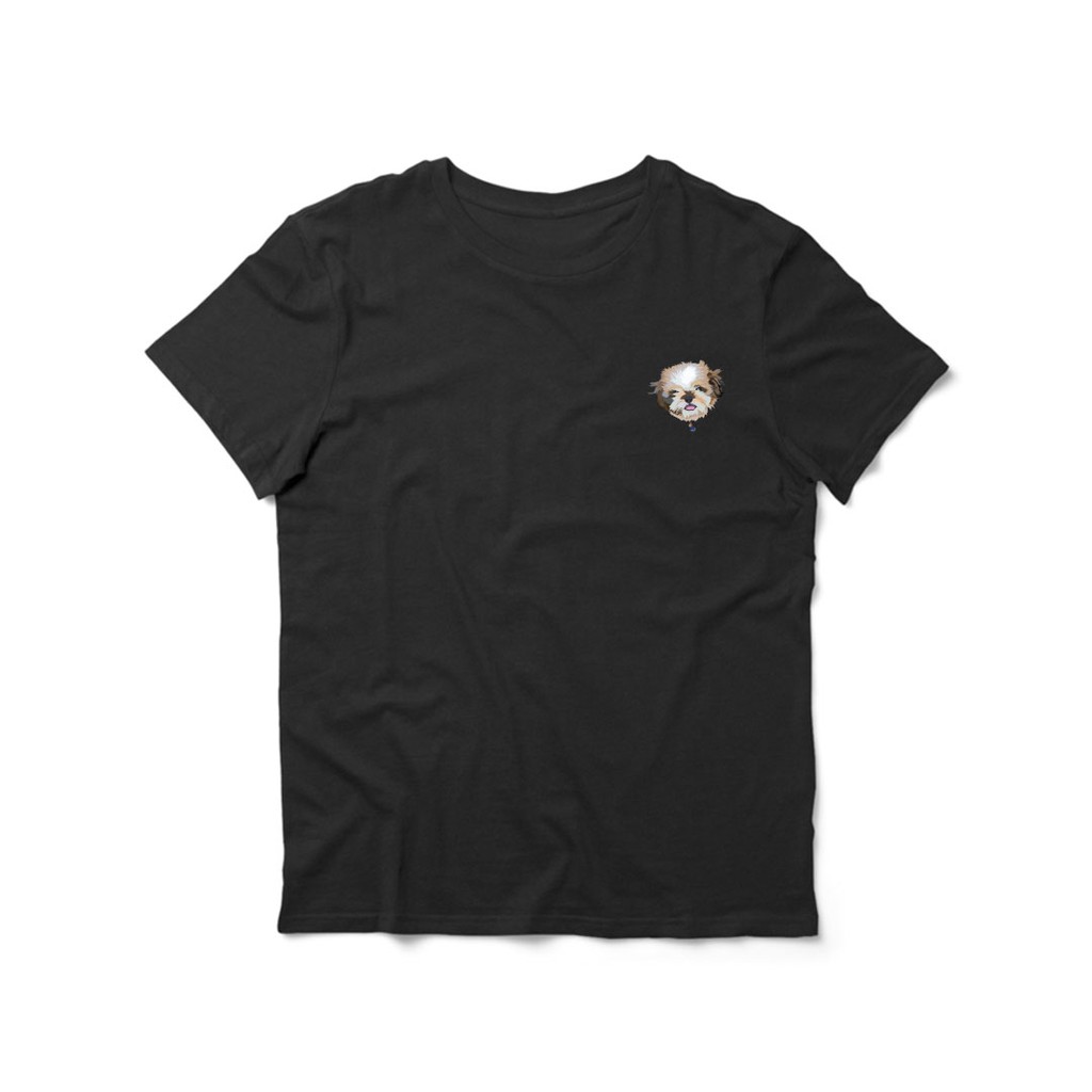 Baju Kaos Anjing Shihtzu  Dog Printed TShirt White/Black Pria Wanita
