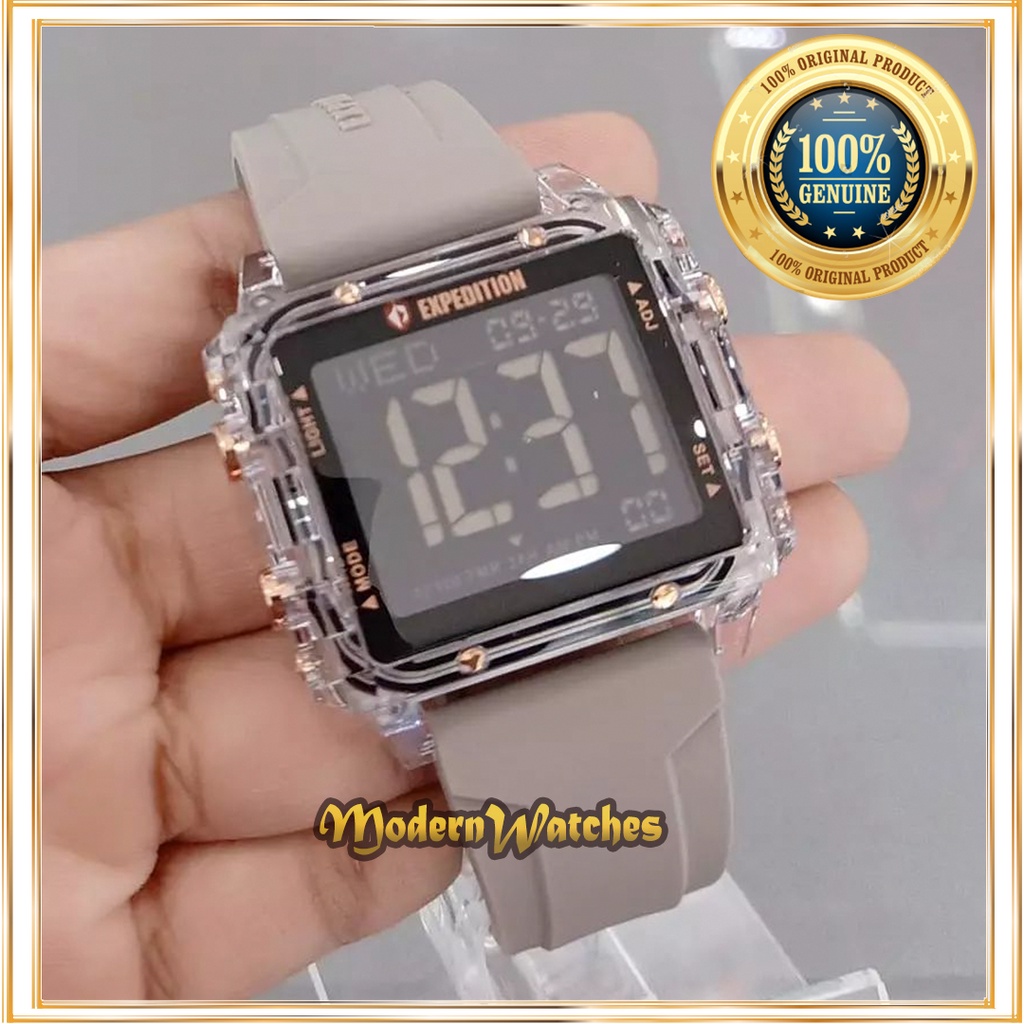 Jam Tangan Ori Expedition Digital Unisex E 6817 Black Pink Tali Karet Rubber Terbaru Terlaris Kotak