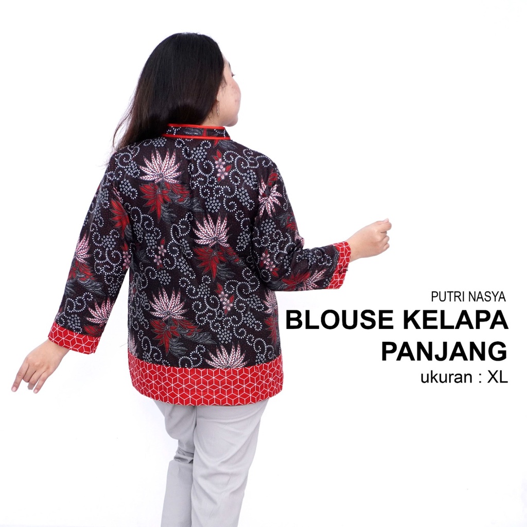 Atasan Batik Blouse Big Size Wanita Kerja Jumbo S-M-L-XL-XXL-3L-4L-5L Model Blus Jumbo Seragam Batik