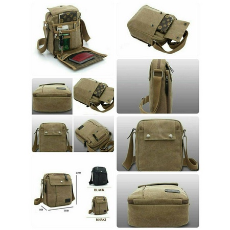 ONLYONE12 Tas Selempang Pria Import Kanvas / Tas Selempang Pria Muat Banyak / Tas Kuliah Muat Banyak Barang / Sling Bag RYH