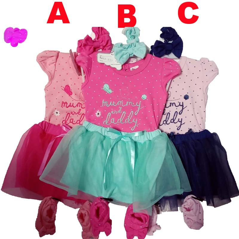 Baju Bayi Perempuan Jumper Set Mummy dan Daddy Love Me