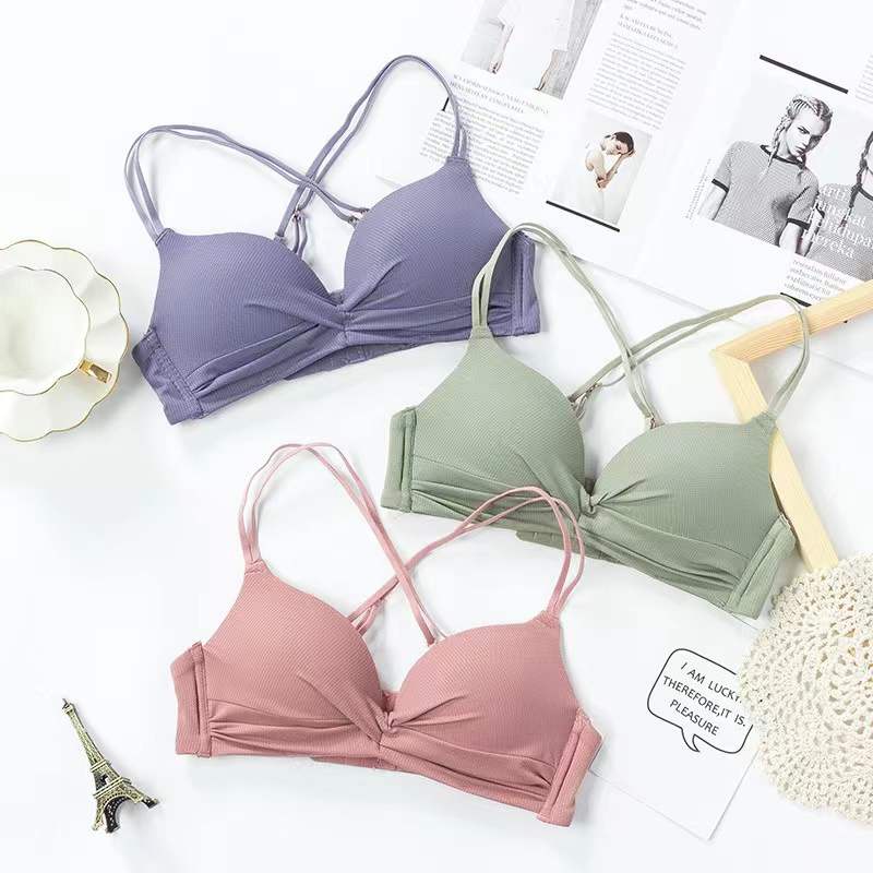 BH Seamless Deep V Cross Women Bra - Bra Set Cute Small Sexy Halfcut Tanpa Kawat