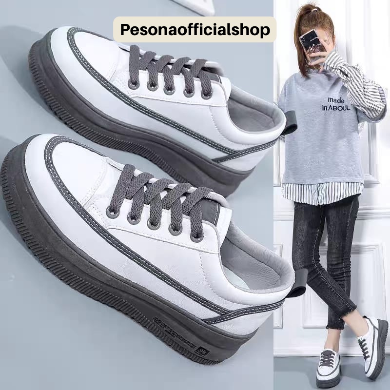 COD POS 2172 Sepatu Sneakers Wanita Casual Wanita Putih