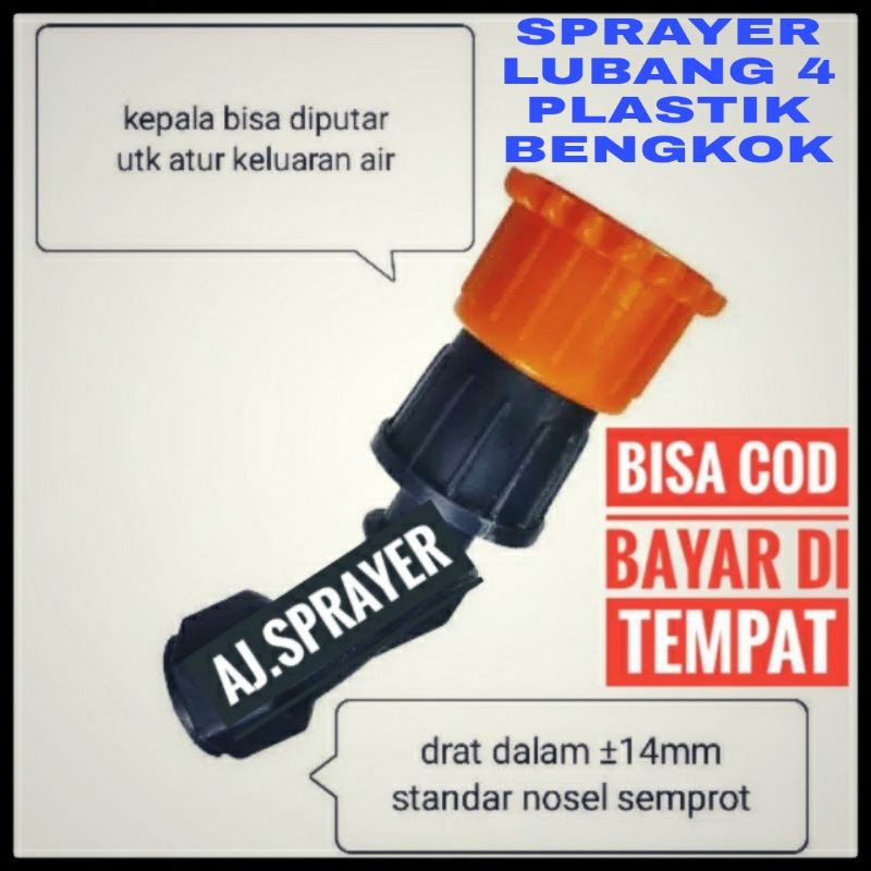 NOZZLE Sprayer Lubang 4 Plastik Bengkok