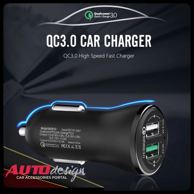 CAR CHARGER / CHARGER MOBIL 3A 2-USB QC 3.0 FAST CHARGER 2 PORT