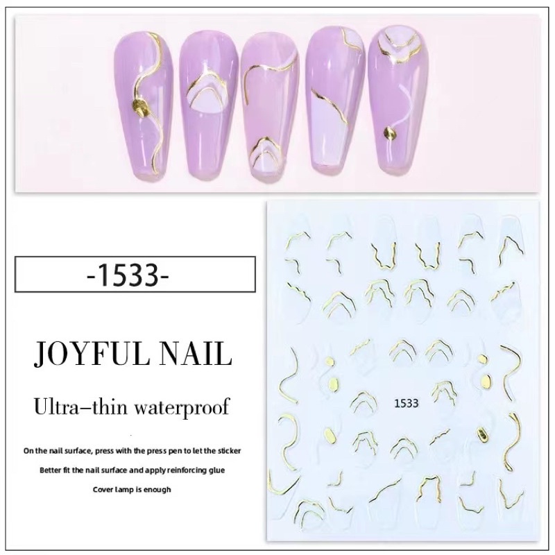 NAIL STICKER METAL GOLD PAINTING PATTERN WAVE STIKER KUKU BEST SELLER FRENCH MANICURE STIKER KUKU NAIL ART METAL GOLD