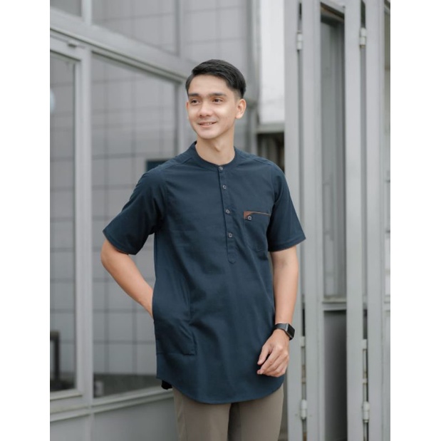 BAJU KOKO KURTA PAKISTAN PRIA BAHAN FULL COTTON WASHING WARNA MOCCA ARMY NAVY MARON UKURAN M L XL