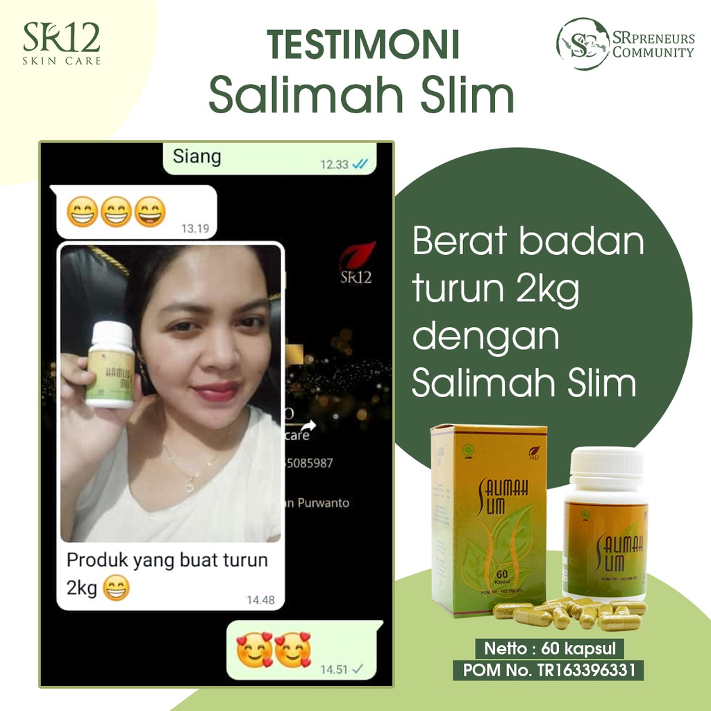 AMPUH SALIMAH SLIM SR12 / PENURUN BERAT BADAN / PELANGSING HERBAL ALAMI / OBAT DIET