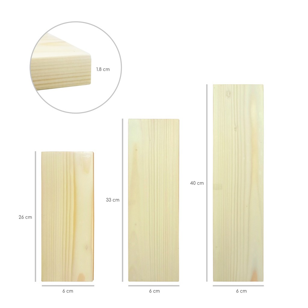 GUNINCO FLOATING NATURAL Ambalan Rak dinding Kayu Tempat Partisi Ruangan Rak Buku Hiasan Dinding