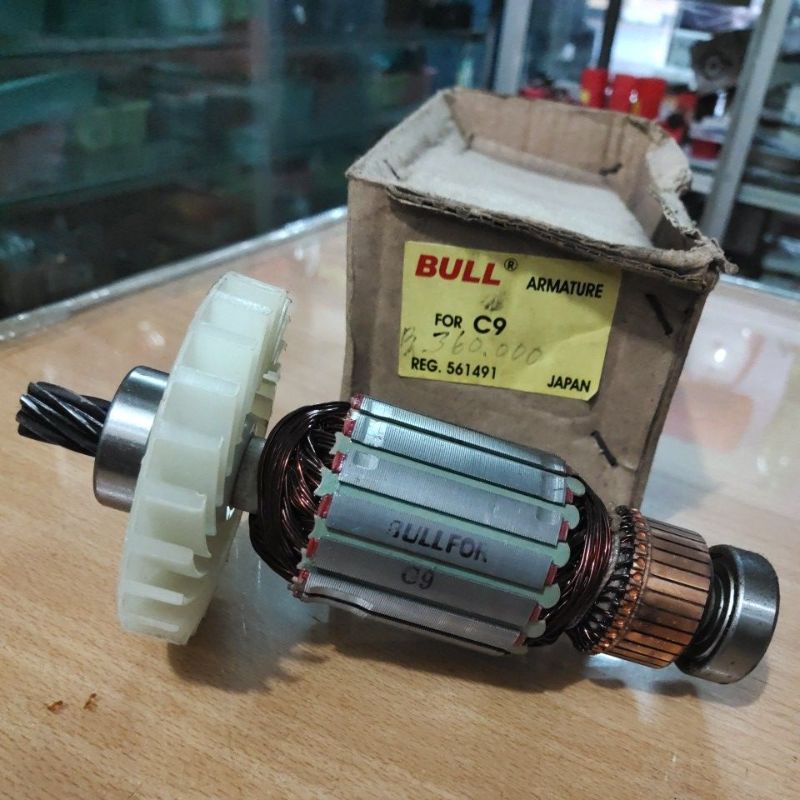 1 Paket Rotor C9 BULL ➕ 2 Bearings Depan Belakang | Angker / Armature mesin Tangan ✋ Circular Saw 🪚 