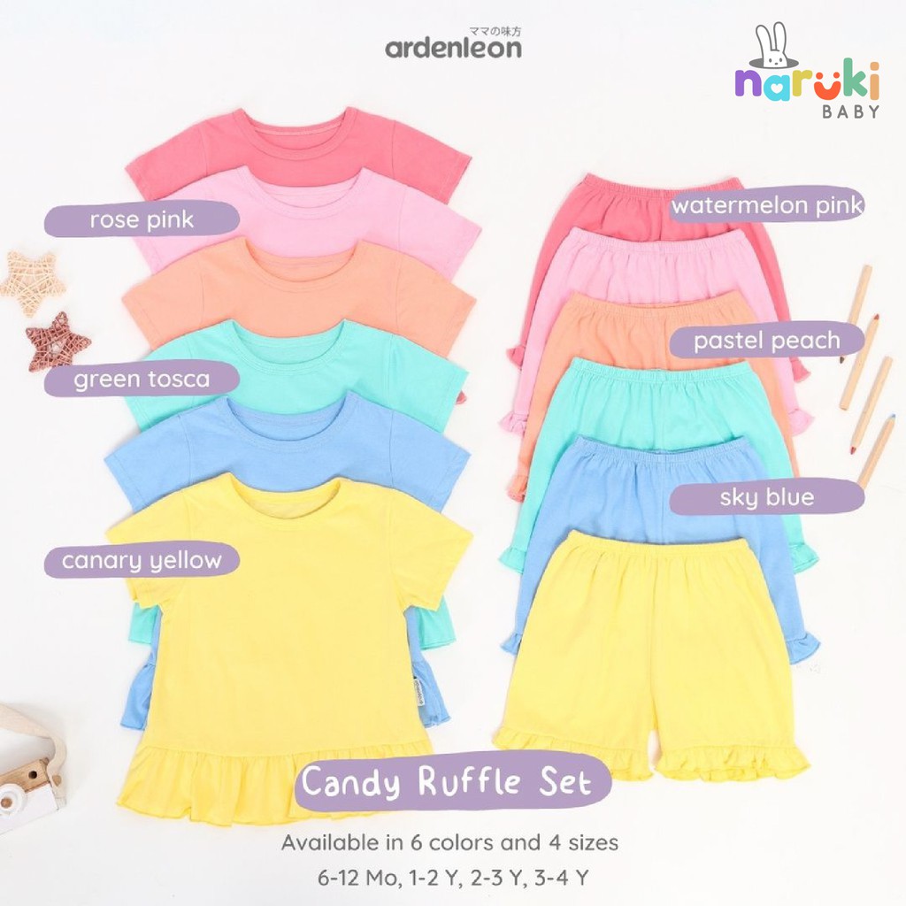 Ardenleon Candy Ruffle Set Girl Arden Leon Baju Setelan Anak Perempuan