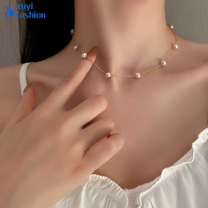 Elegant Fashion Pearl Chain Necklace Temperament Clavicle Chain for Women Fashion Jewelry Accessories