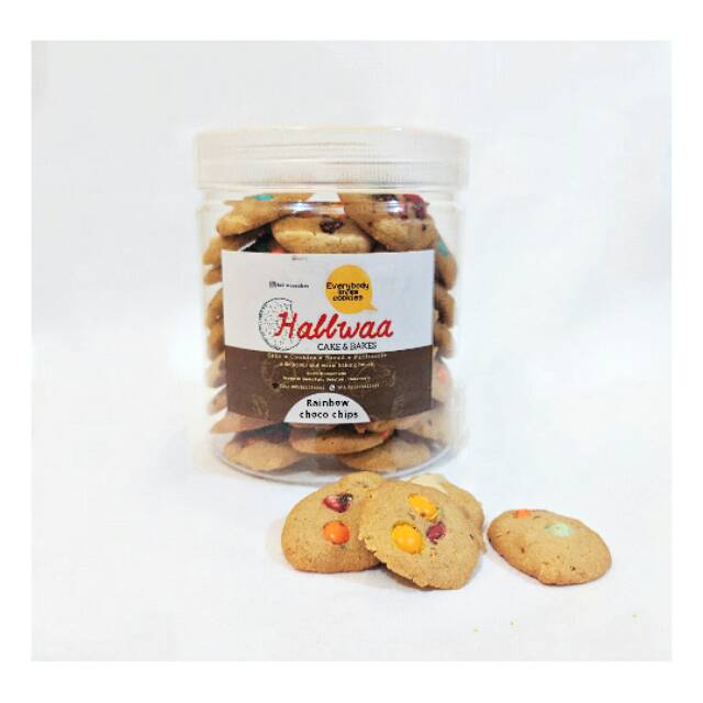 

Kue kering /cookies : Rainbow Choco Chips by Hallwaa cake & bakes kemasan Jar dan Reguler