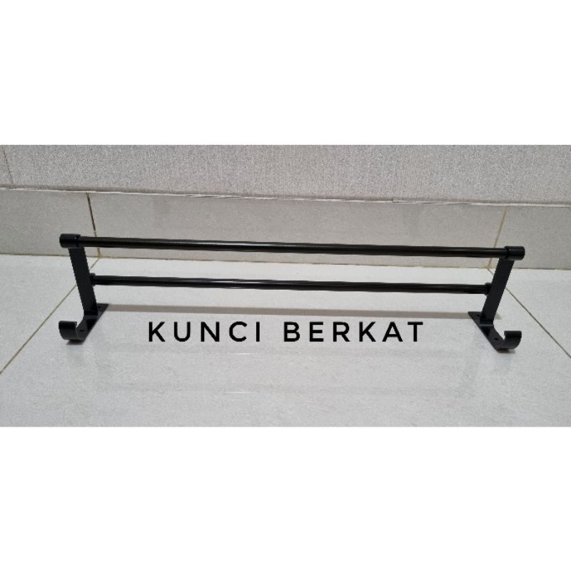 Gantungan handuk hitam/Hanger Black/2 baris/2 bar