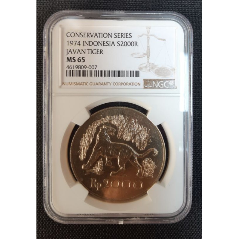 Koin silver, silver coin, koin perak 2000 Rupiah 1974 WWF NGC MS 65