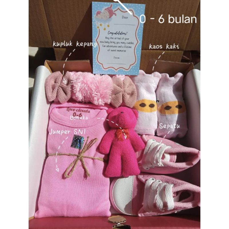 Hampers Bayi Newborn Baby Gift Set Unisex Kado Lahiran Parcel Bayi Laki-laki Perempuan-Premium Pink
