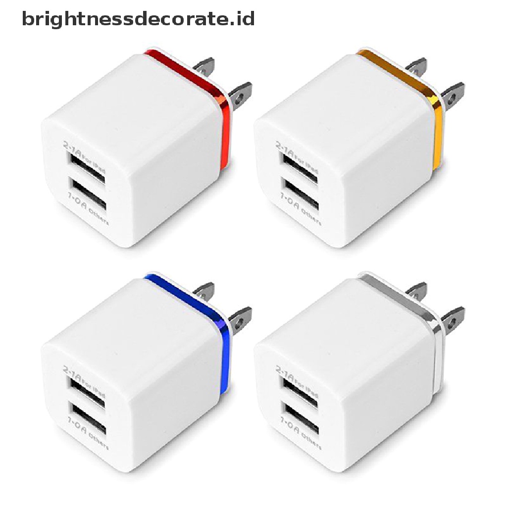 Adapter Power Charger Dual USB 5V2.1A / 1A Untuk iPhone / Samsung