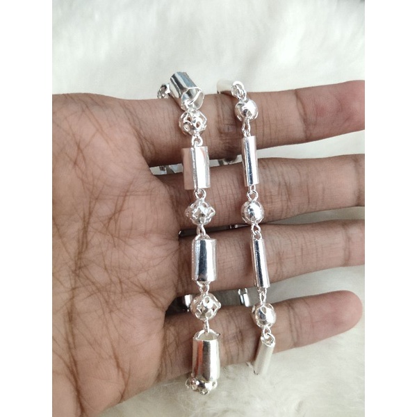 Gelang bola bambu lapis perak