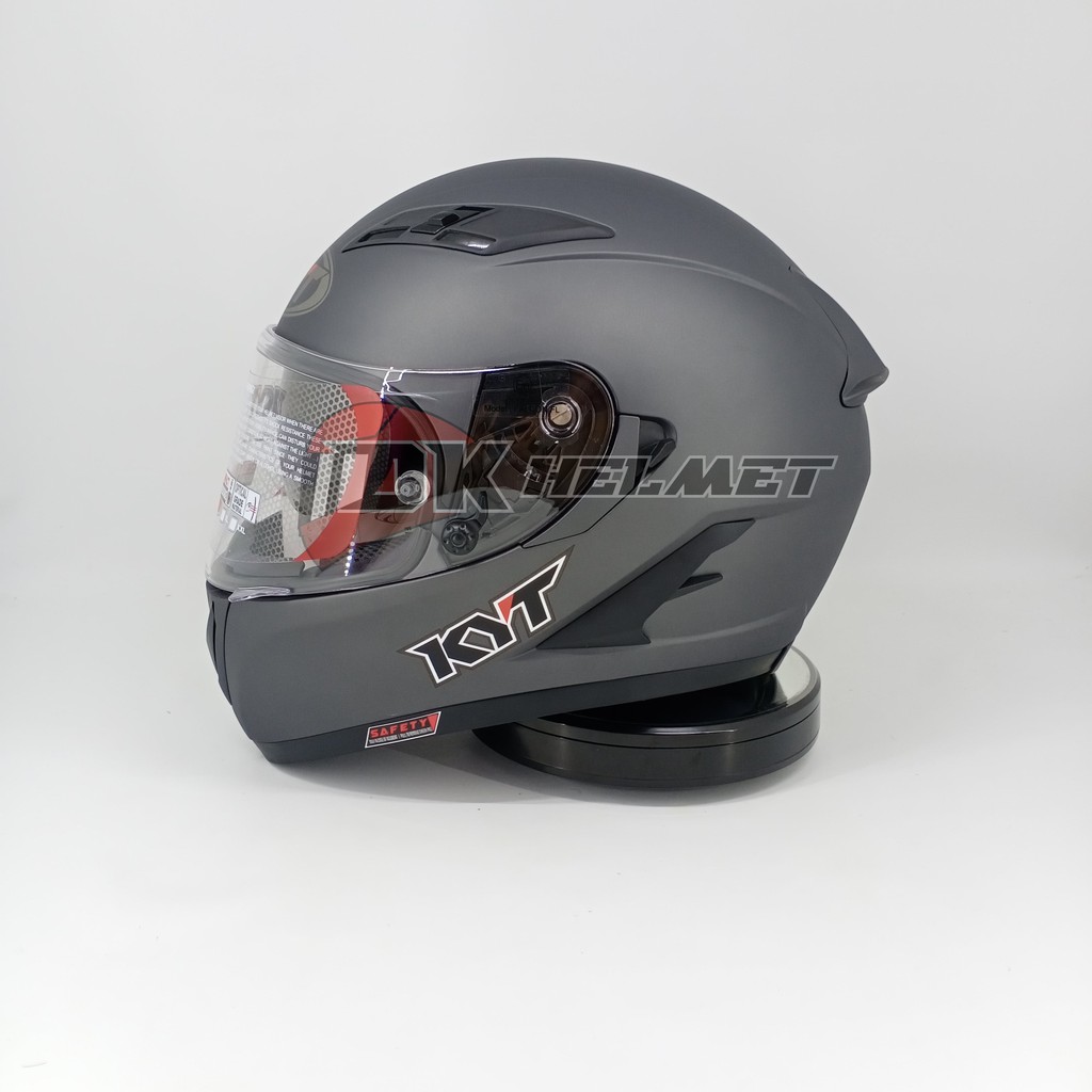 Helm Full Face KYT Falcon FR Solid Matt Antracite Flat Visor Double Visor Dark Grey Abu Hitam Polos