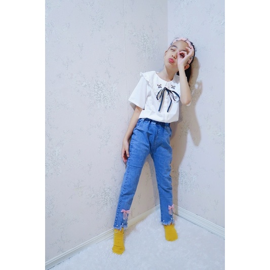 setelan jeans anak tanggung 7-12thn/setelan jeans panajng anak cewek/setelan jeans/setelan anak tang