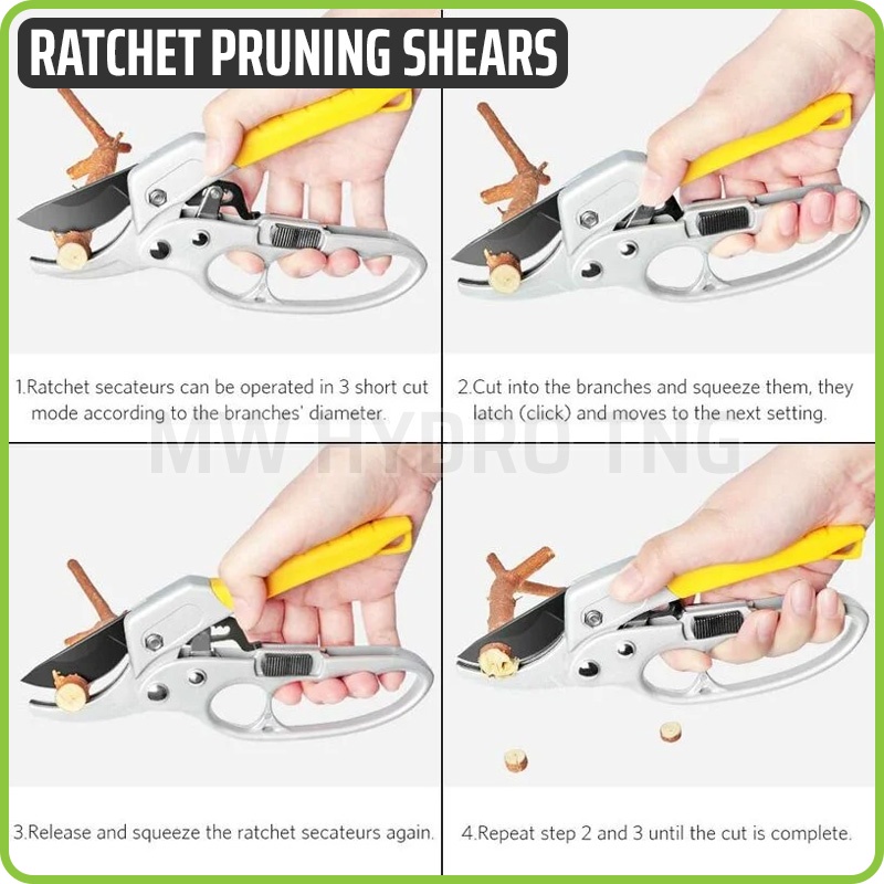Ratchet Pruning Shears Scissors - Gunting Taman, Dahan Ranting Tanaman