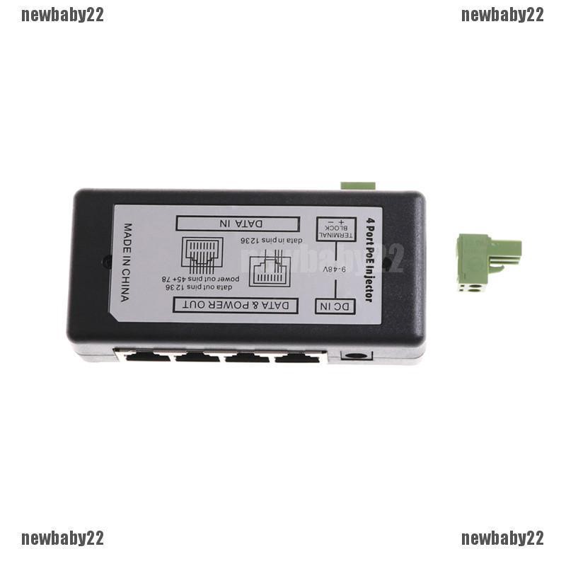 Qintech 4 Port POE Injector POE Power Adaptor Ethernet Power Supply Pin untuk IP Cam