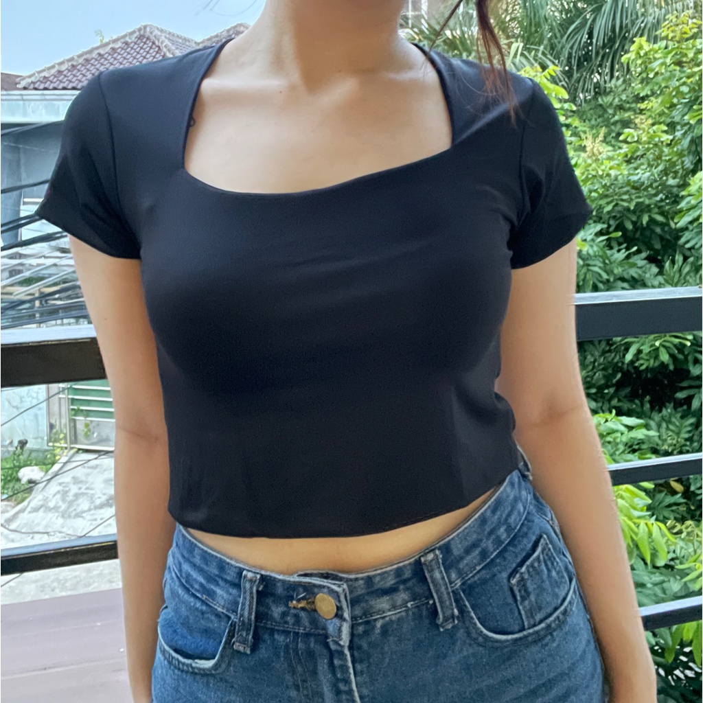 Becky Crop Top / Crop Top Square Kotak Jersey