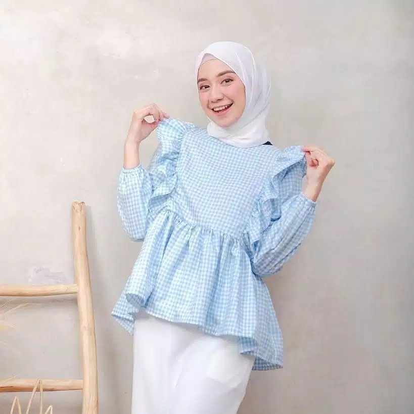 Blouse Mutia | Baju Wanita Motif Kotak