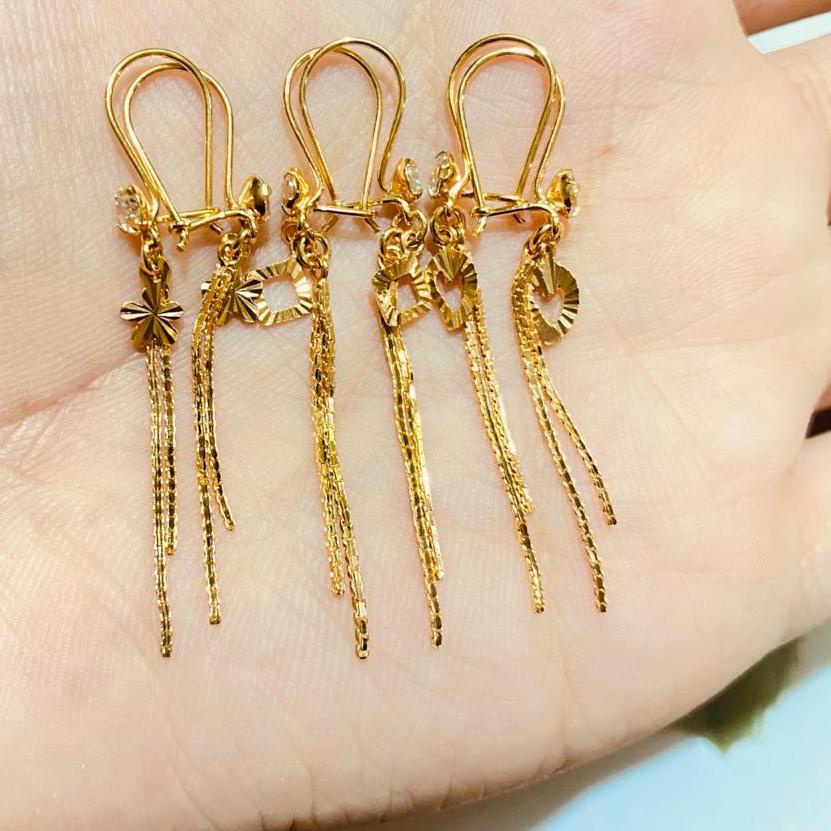 ○ Anting panjang perak 925, sepuh emas kuning ℮