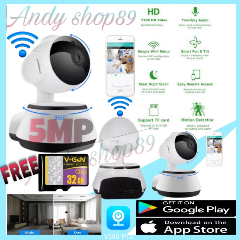 V380 Pro Mini Wireless Wifi Smart IP CCTV Camera ( Warranty)* high resolution video