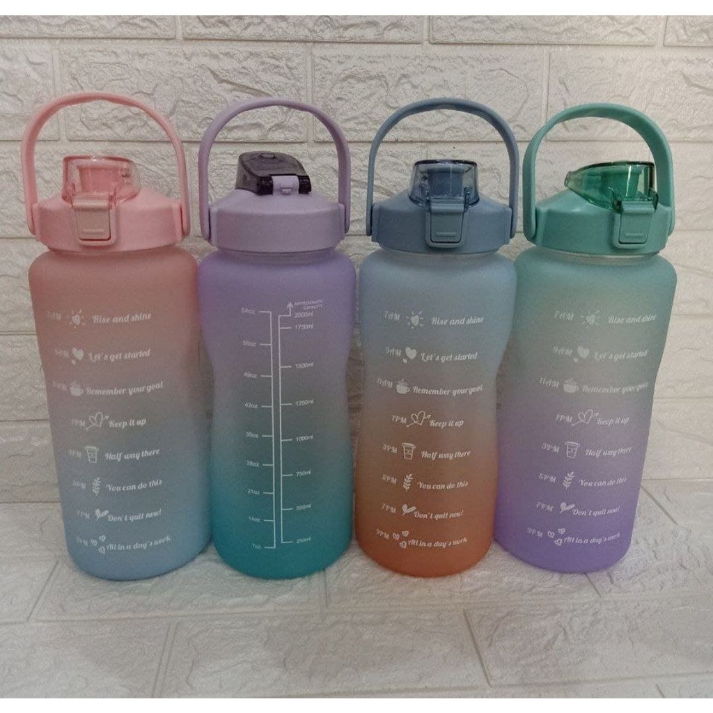 Botol Minum Motivasi 2L Warna Pastel/ Botol Quifit