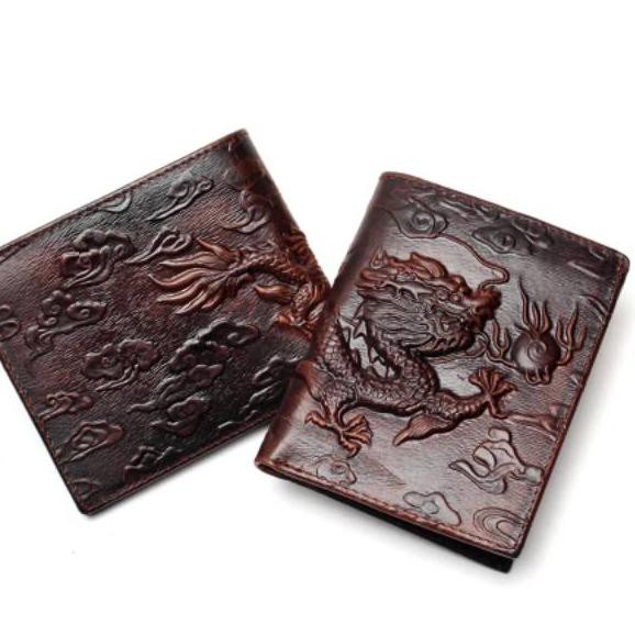 $v JL054 vв 【RINDHO JAYA】Dompet Pria Kulit Asli Motif Ukir Naga dan Macan ввv$вv