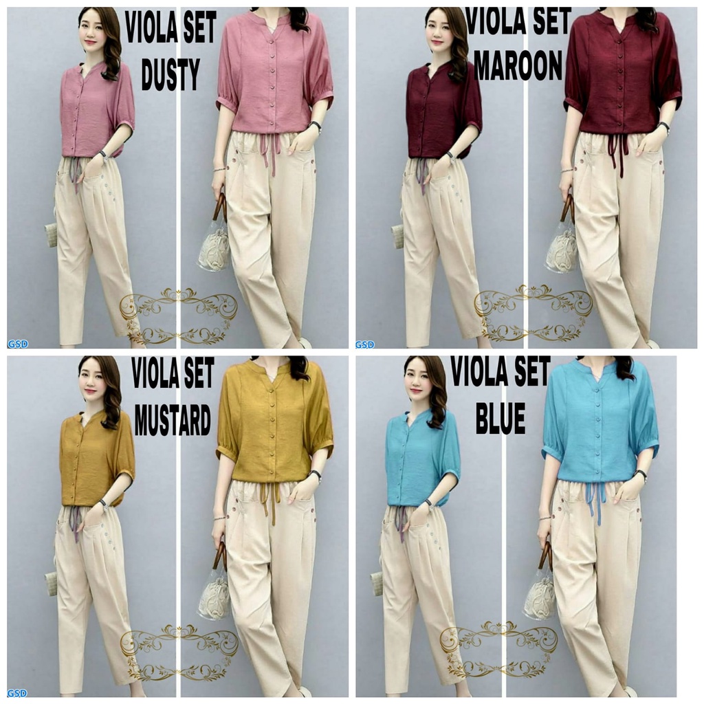 Viola Set/set wanita/set celana wanita/setelan celana panjang/setelan blus wanita/setelan blus cewe