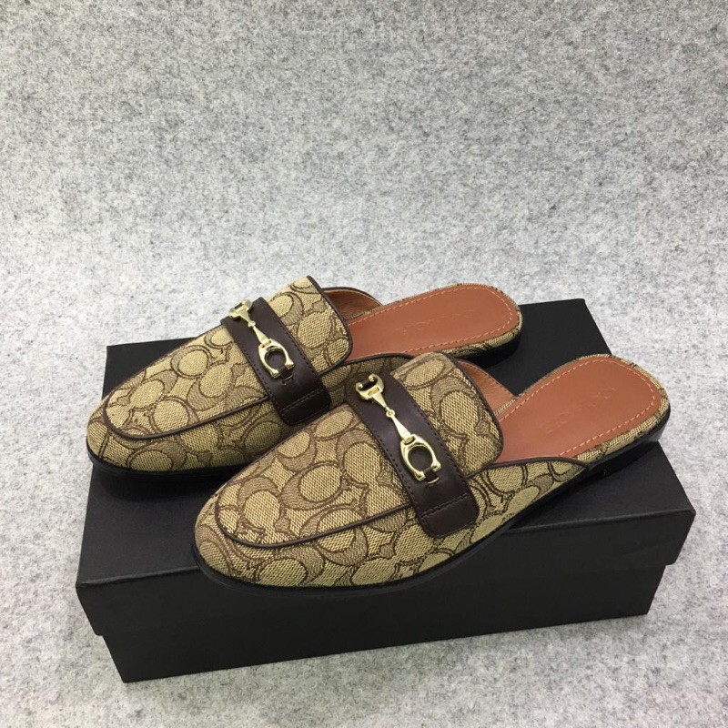 COACH Stassi Signature Jacquard Slides Loafer sepatu ORIGINAL FO ORI AUTHENTIC