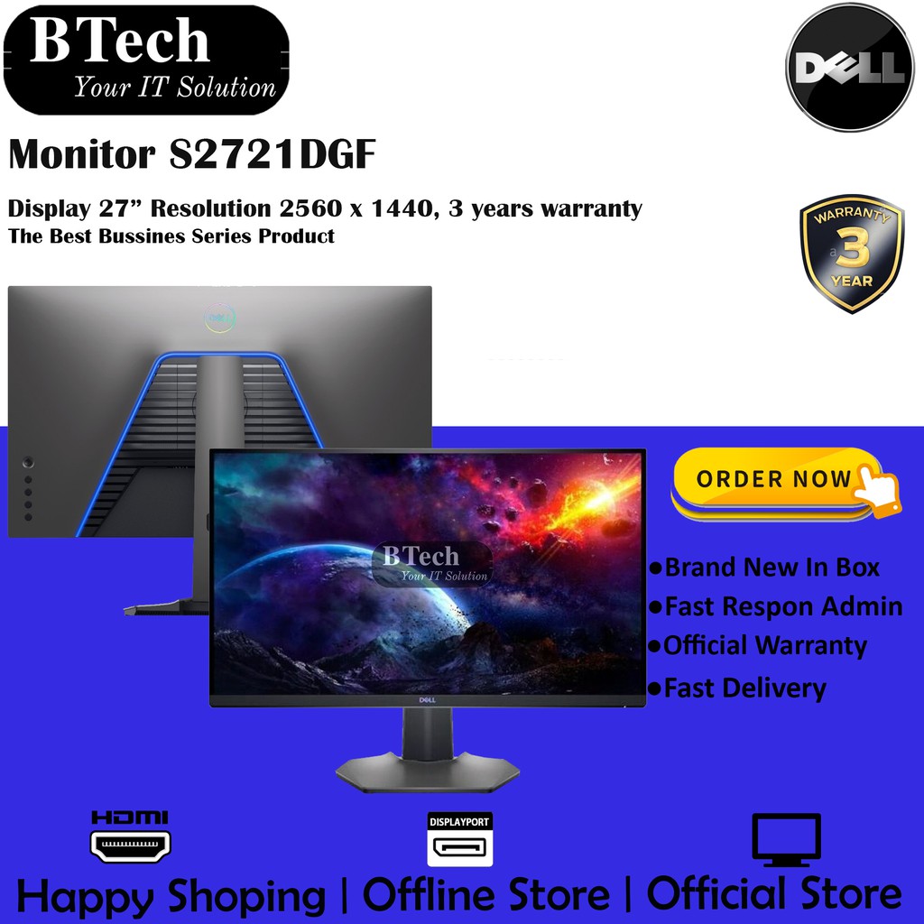 Monitor Dell 27" inch Monitor S2721DGF 3 Year